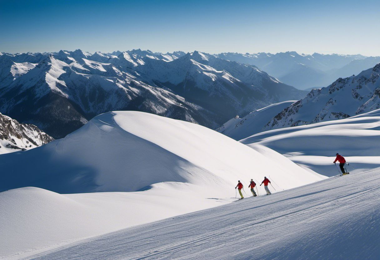Ski professionnel avec paysage panoramique enneigé
