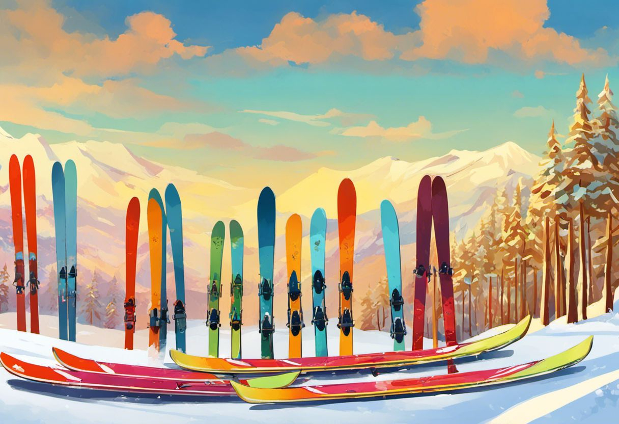 Skis colorés dans une peinture numérique pour choisir