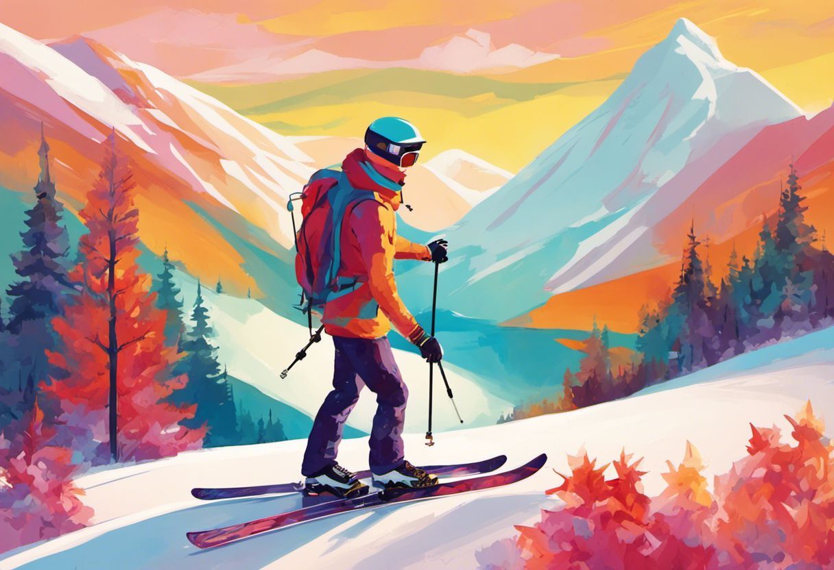 Illustration fantaisiste d'un skieur à la mode