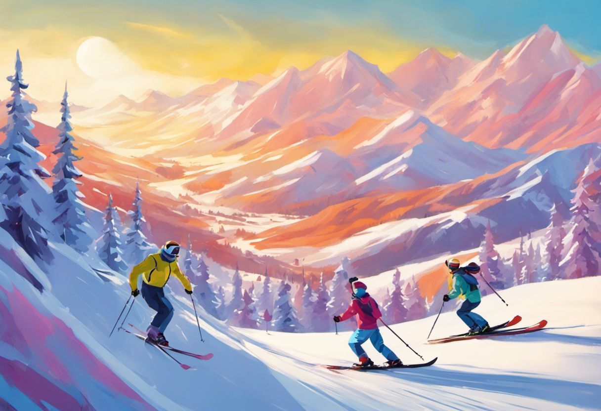 De la neige et des skieurs pleins d'énergie