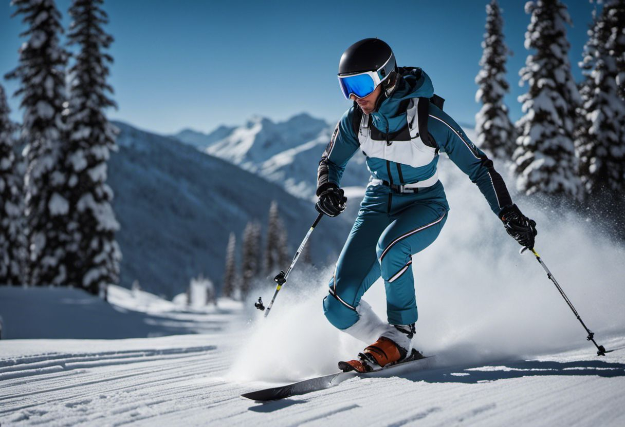 Photo époustouflante d'un skieur en tenue futuriste